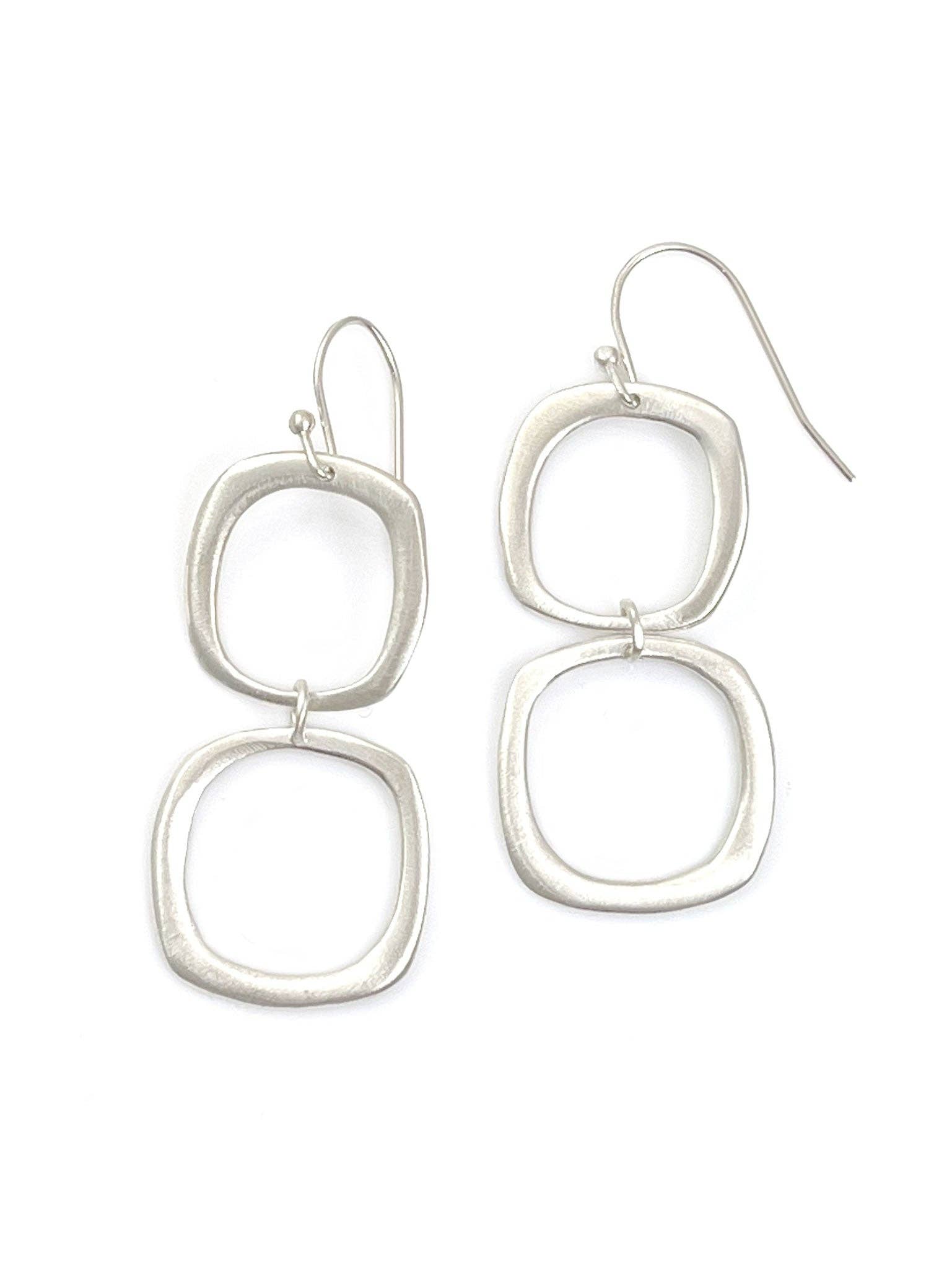 Double Open Square Earrings