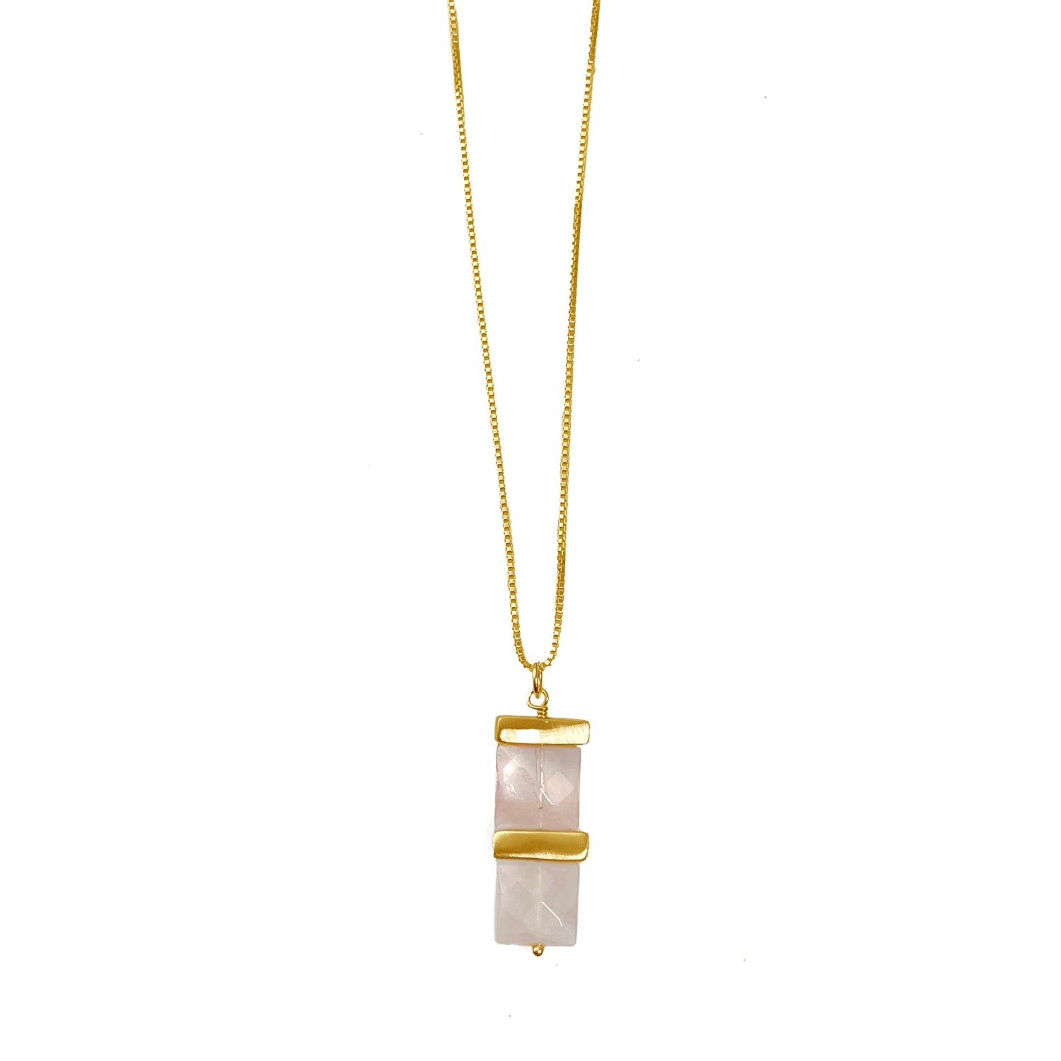 Bar Rose Quartz Vermeil Necklace