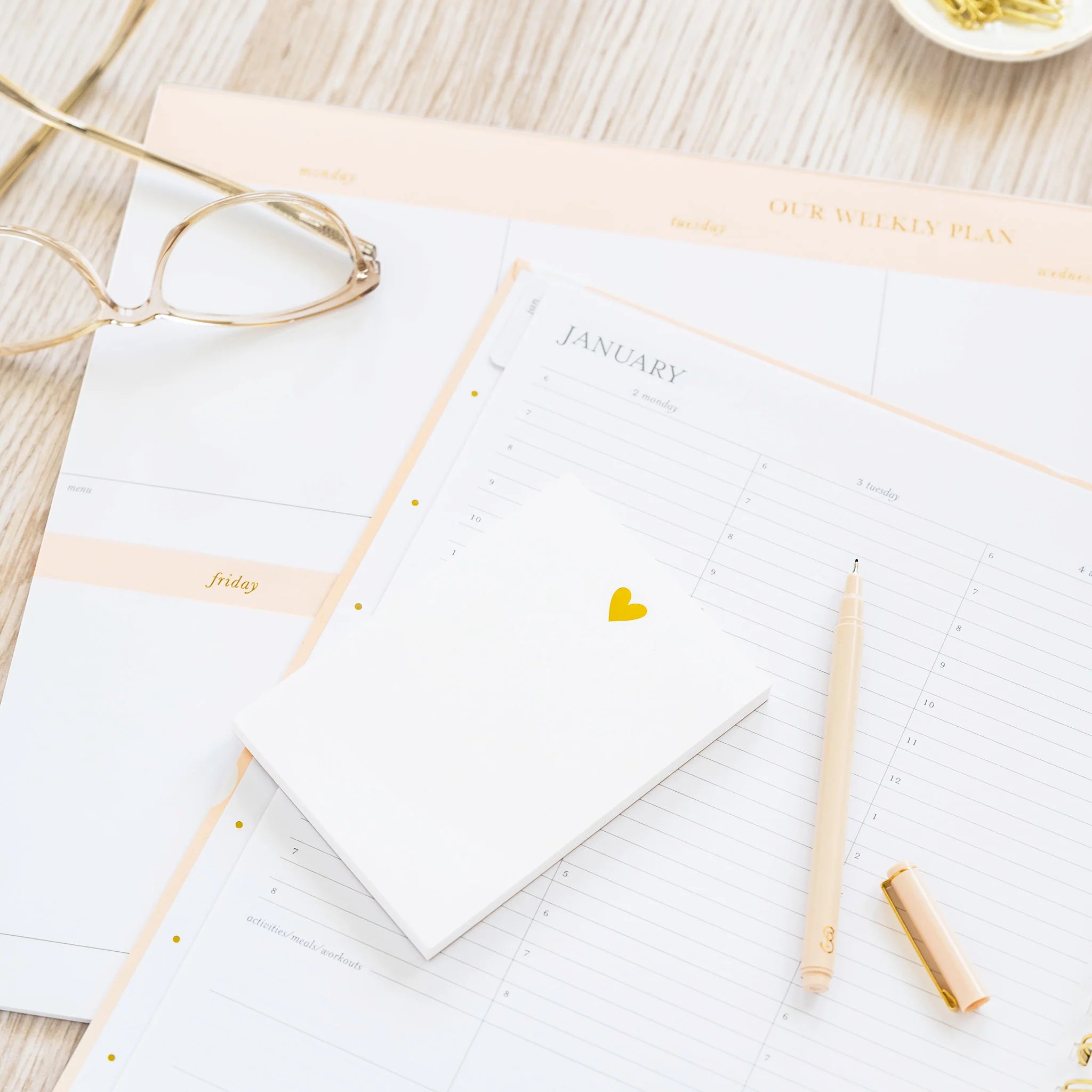 Gold Heart Mini Notepad – Red Orchard