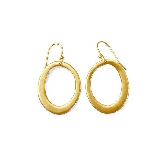 Gold Oval Dangle Earrings