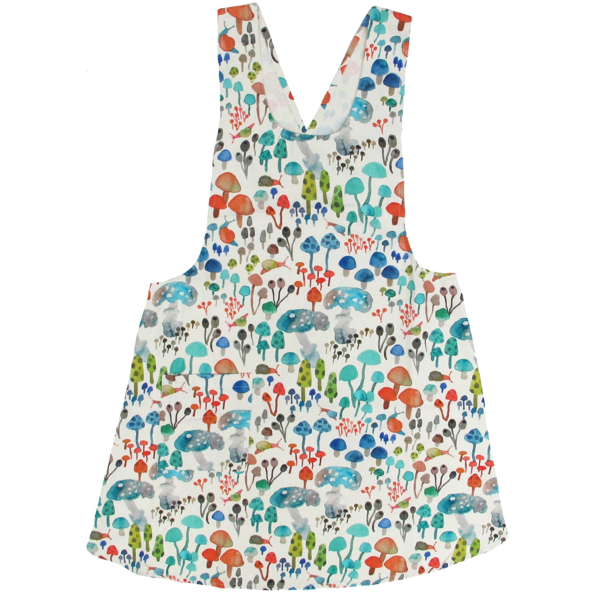 Mushroom Blues Cotton Pinafore Apron