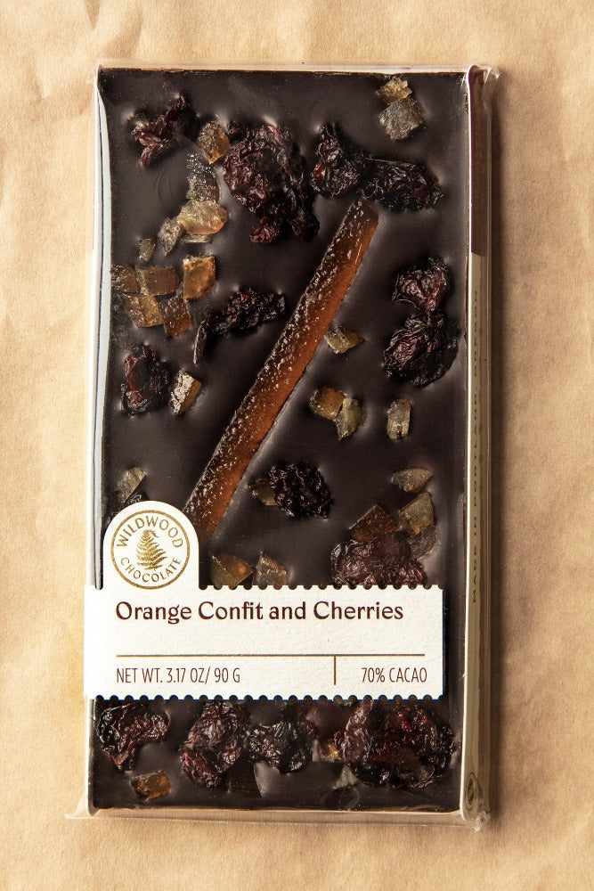 Orange Confit and Cherries Chocolate Bar