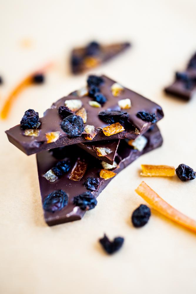 Orange Confit and Cherries Chocolate Bar