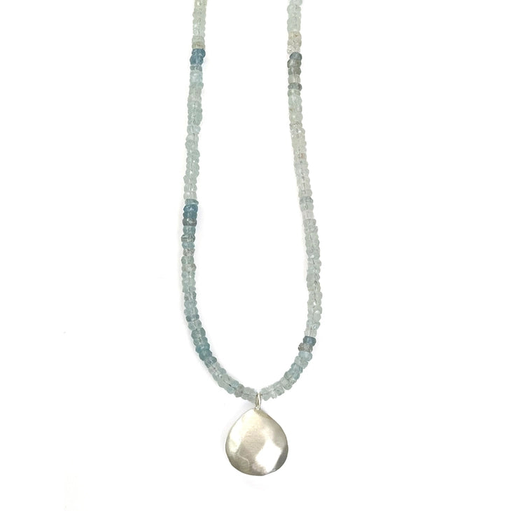 faceted drop on aqua necklace