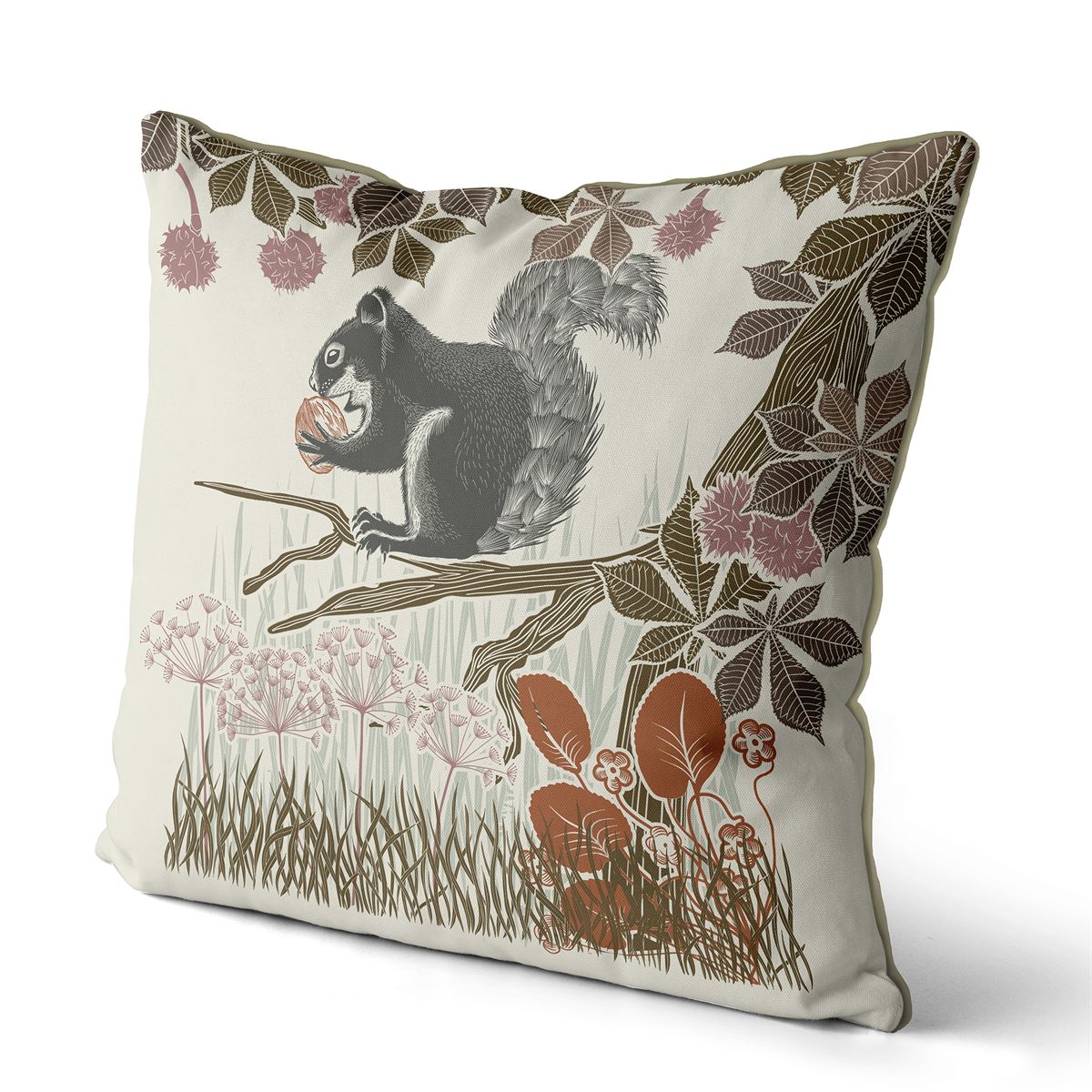 Squirrel &amp; Walnut Pillow