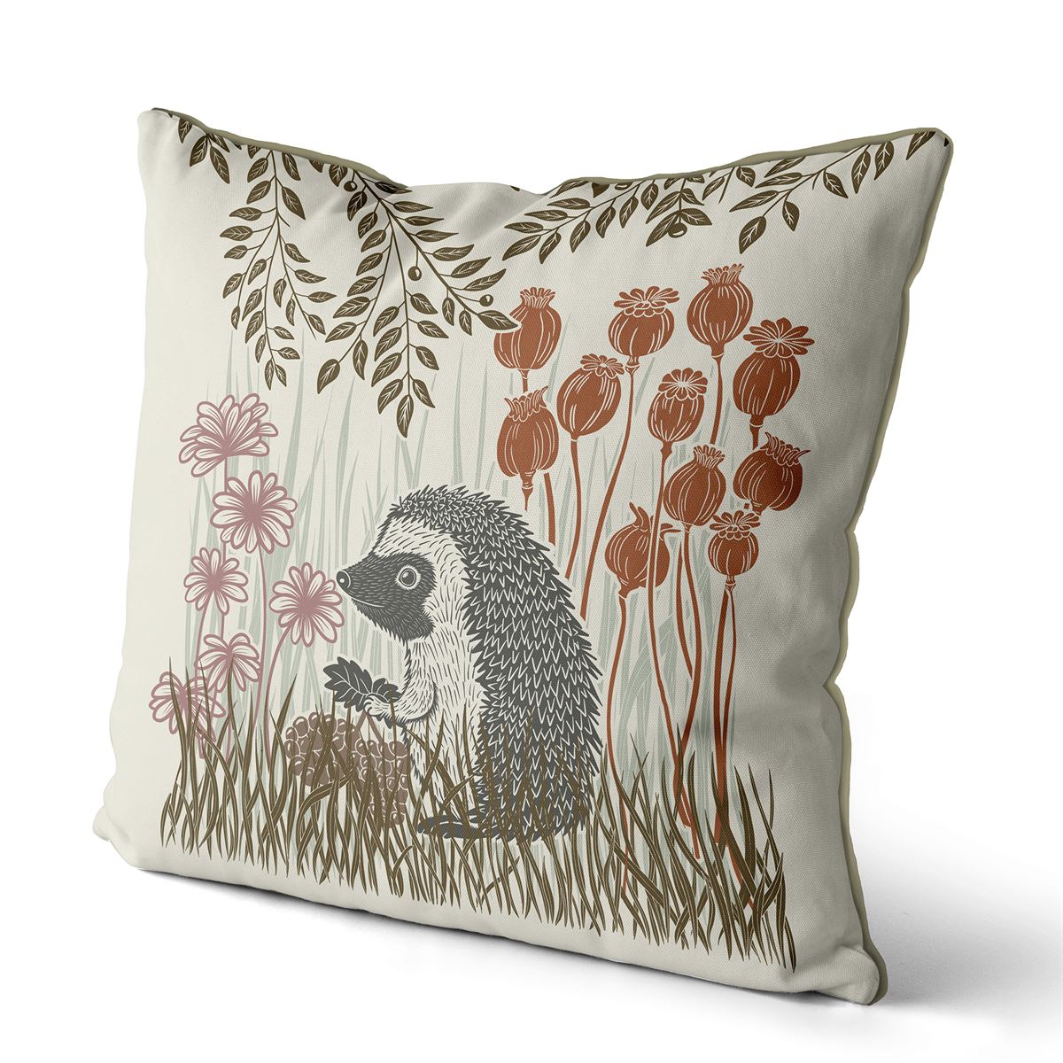 Hedgehog &amp; Leaf Pillow