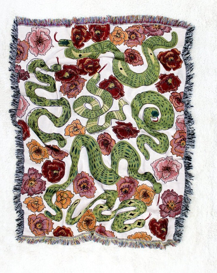 Snakes in the Poppy Field Throw Blanket