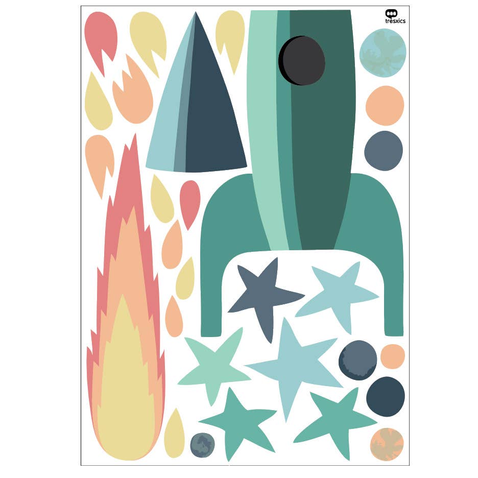 Rocket and Stars Wall Stickers