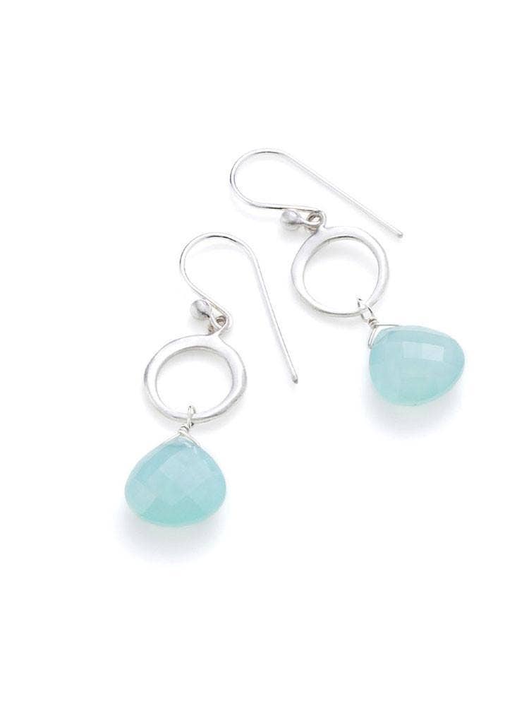 Ocean - Circle with Chalcedony Drop Earrings