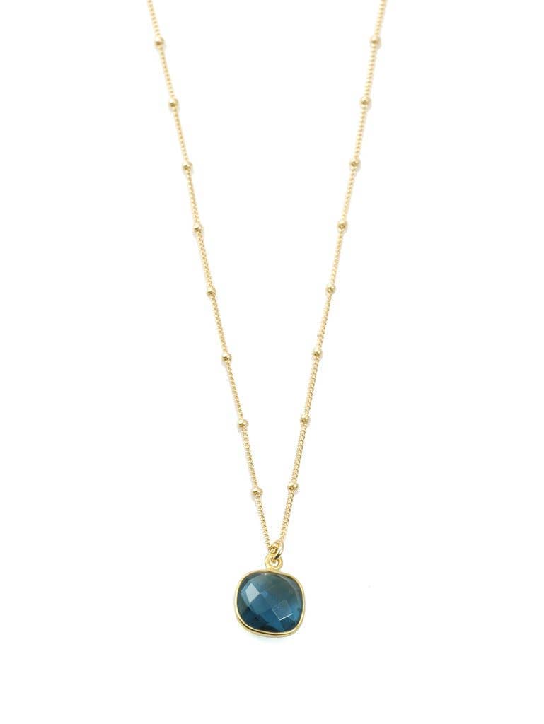 Chance - Blue Hydro Quartz Cushion Necklace