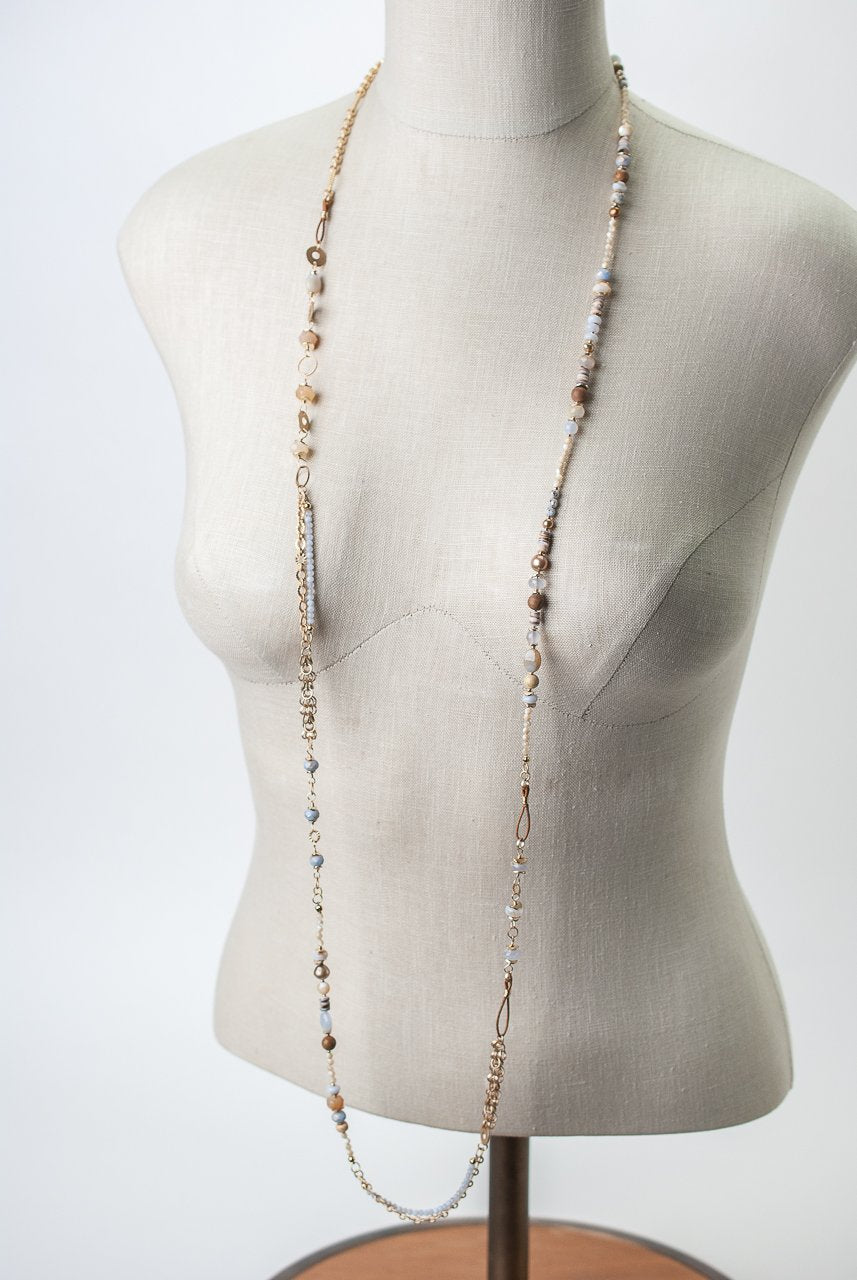 Blue Lace Long Layering Necklace