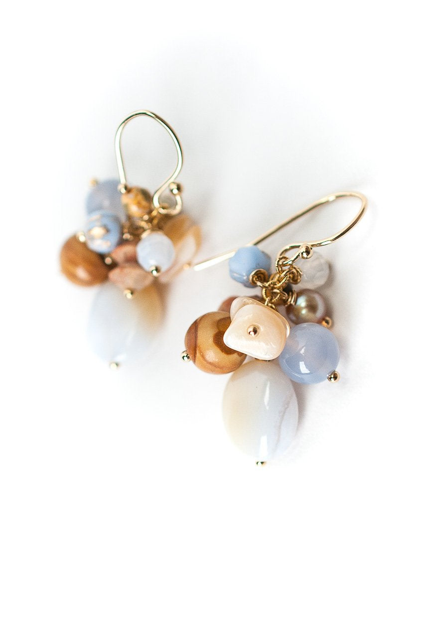 Blue Lace Cluster Earrings