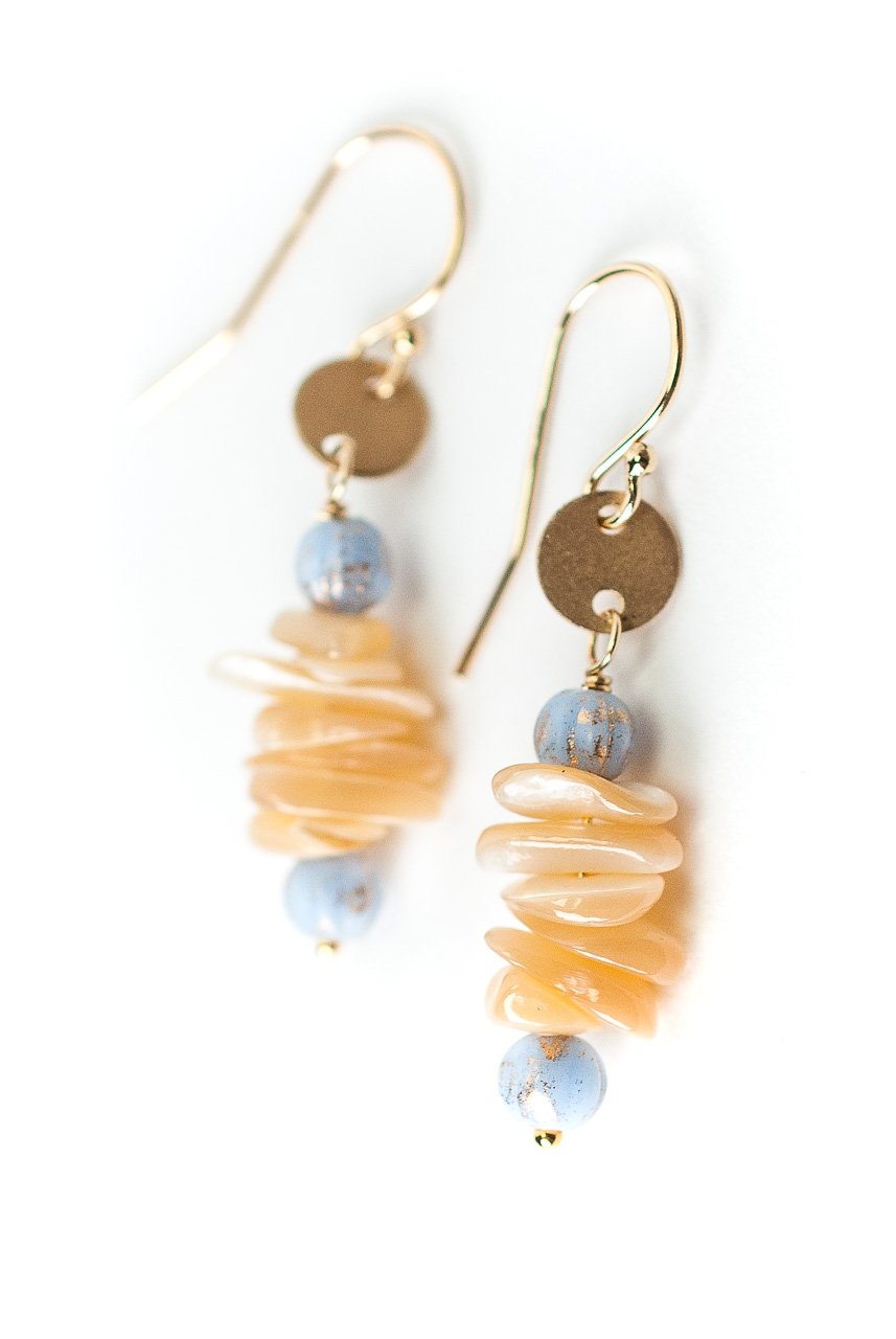 Blue Lace Mother of Pearl Dangles