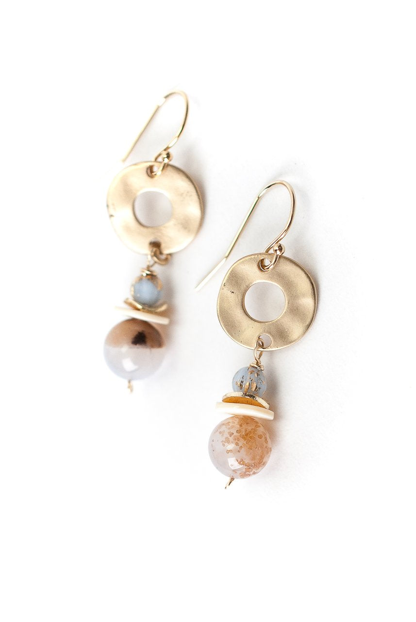 Blue Lace Disc Earrings