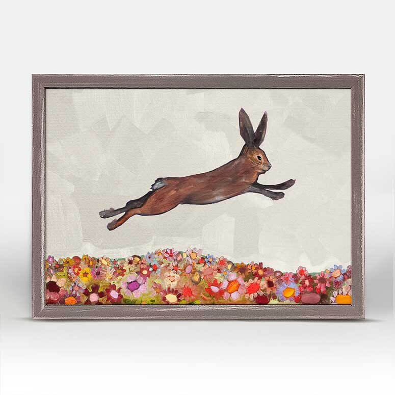 Brown Bunny Jumping Mini Canvas