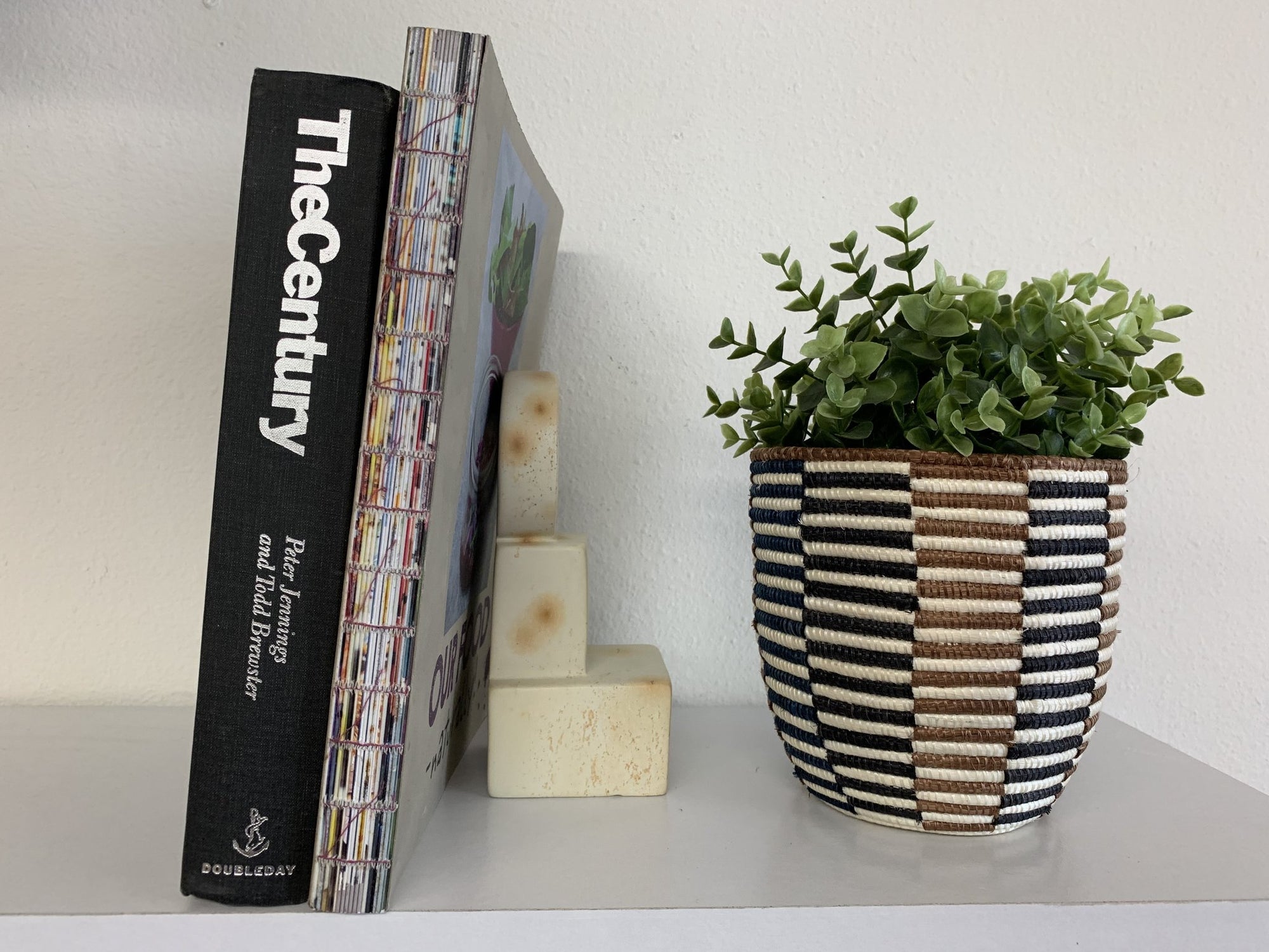 Brown + Black Stripe Planter