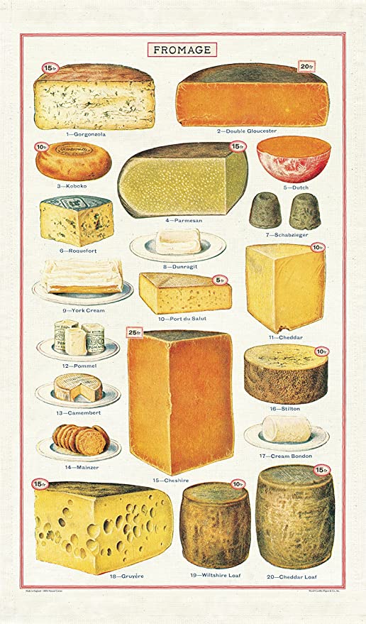 Cheeses of the World Tea Towel