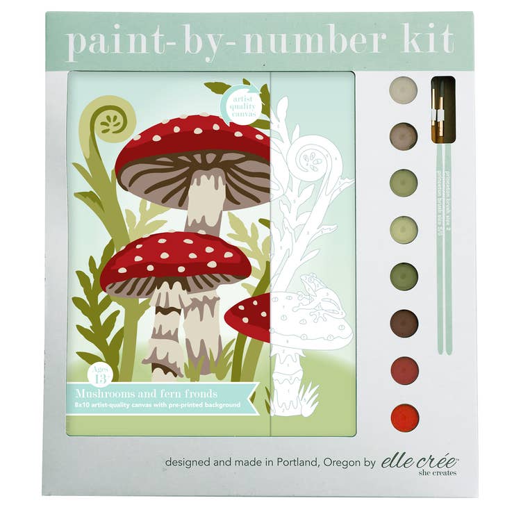 Mushrooms &amp; Fern Fronds Paint-by-Number