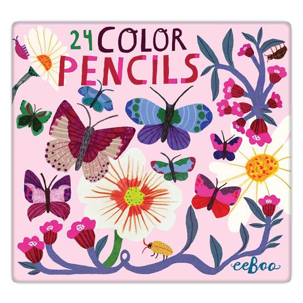 Butterflies &amp; Flowers Colored Pencil Set