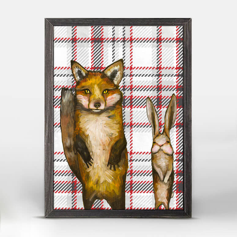 Fox and Rabbit Tartan Mini Canvas