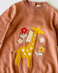 Giraffe Embroidered Baby Sweater Dress