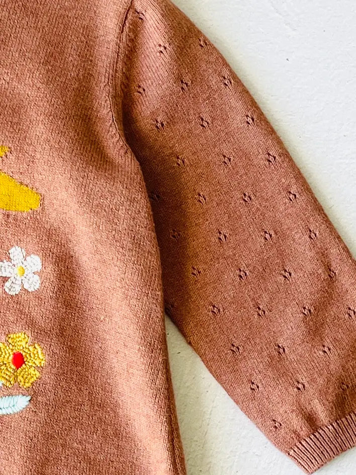 Giraffe Embroidered Baby Sweater Dress