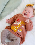 Giraffe Embroidered Baby Sweater Dress