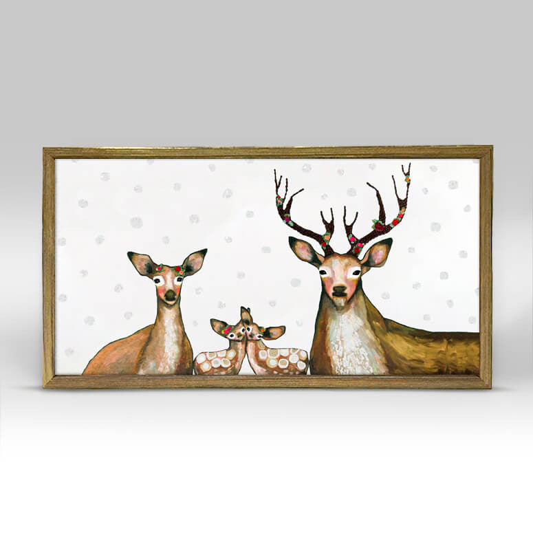 Flower Deer Family Mini Canvas
