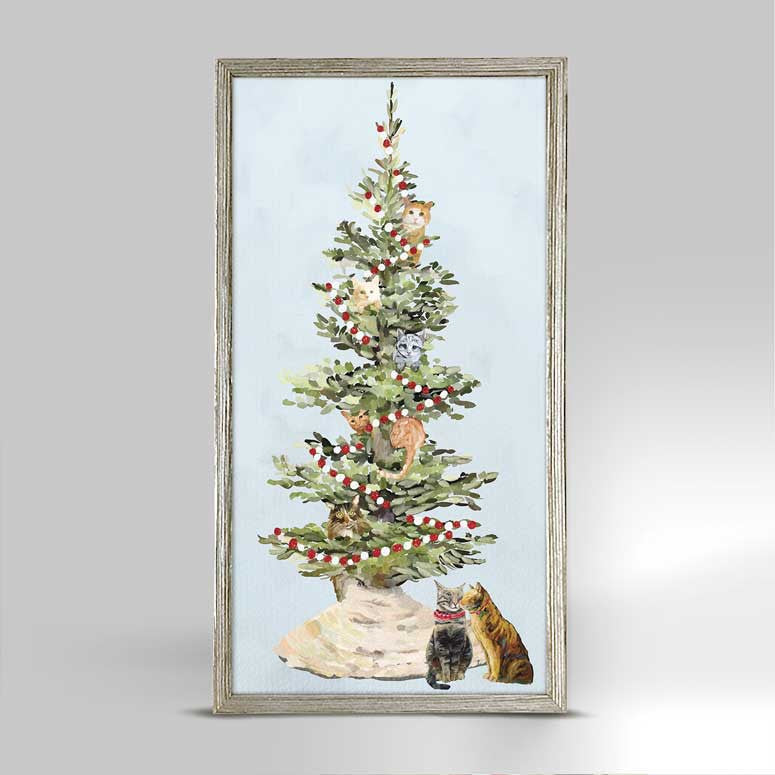 Holiday Christmas Cat Tree Mini Canvas