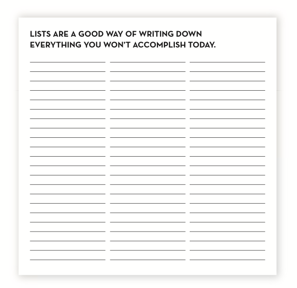 Everything You Won&#39;t Accomplish List Pad