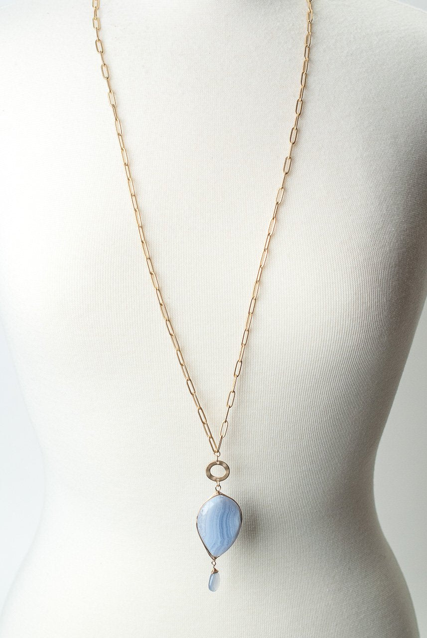 Blue Lace Long Pendant