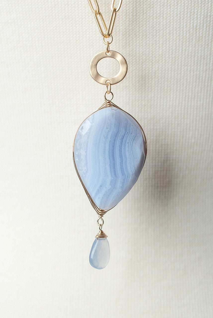 Blue Lace Long Pendant