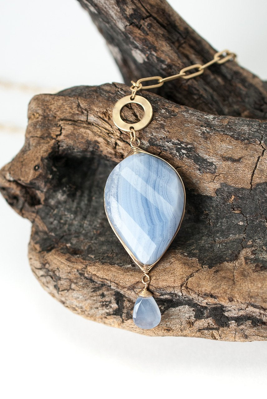 Blue Lace Long Pendant