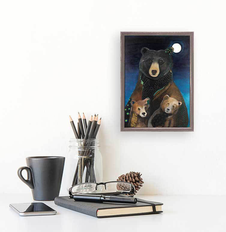 Mama Bear at Night Mini Canvas