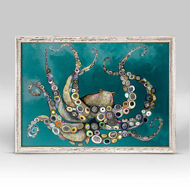 Octopus in the Deep Teal Sea Mini Canvas