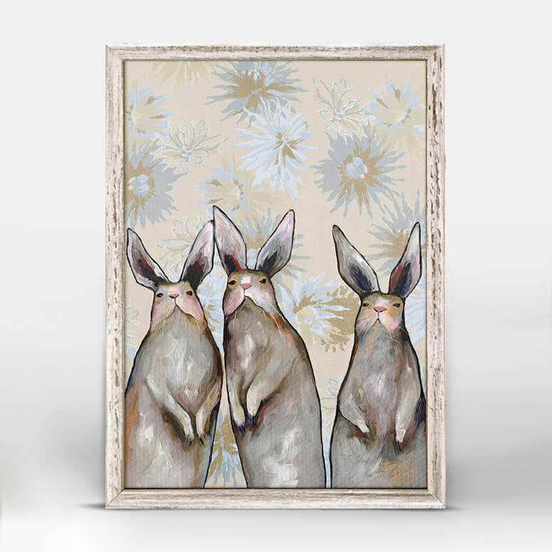Three Standing Rabbits Mini Canvas