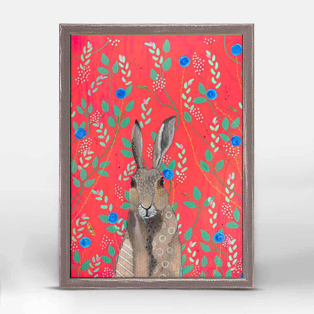 Rabbit with Grasshoppers Mini Canvas