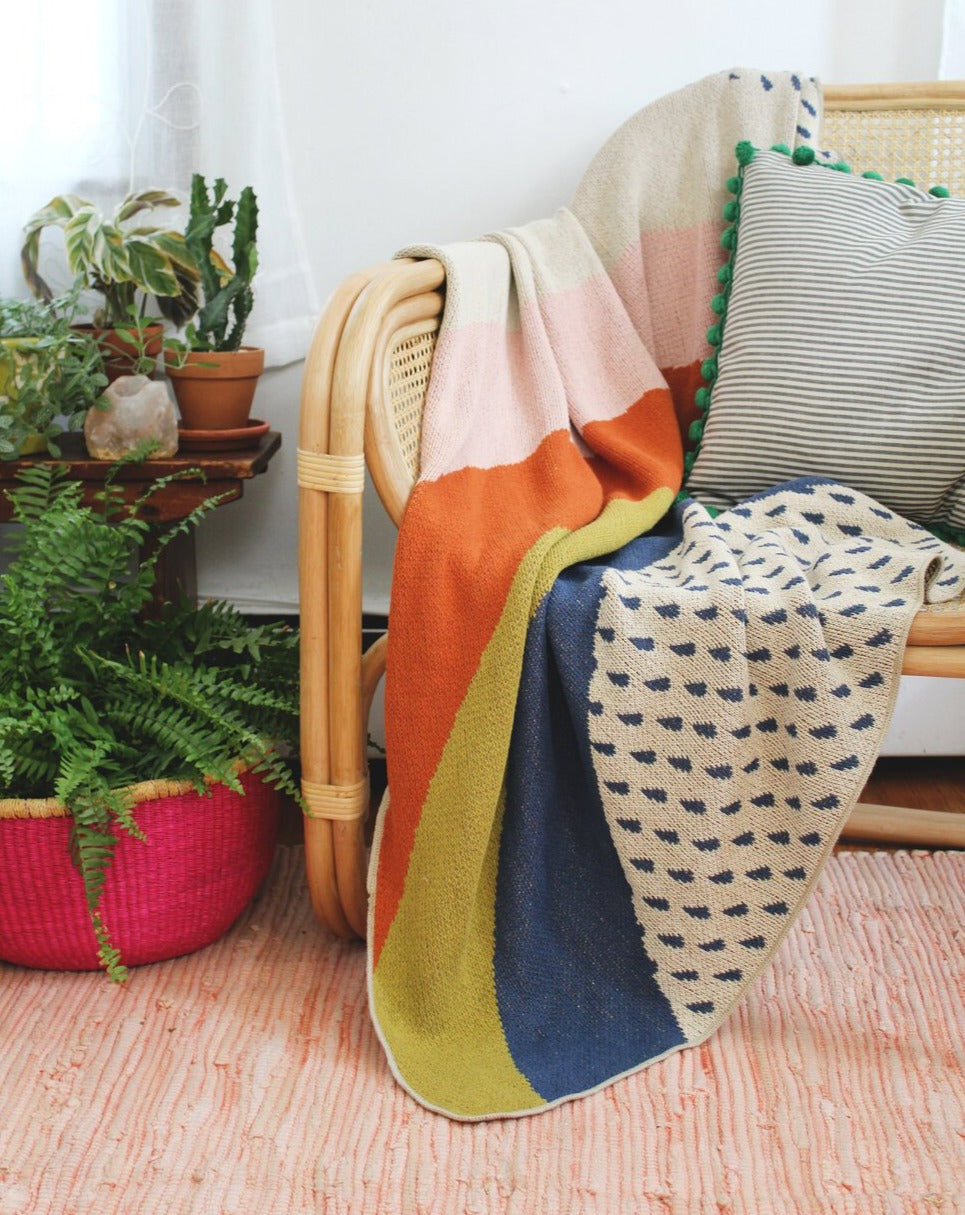 Rainbows + Raindrops Knit Blanket