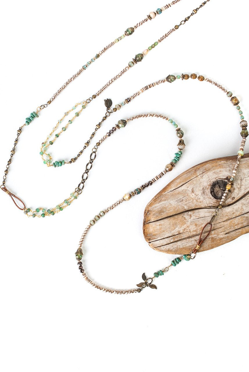 Rustic Creek Long Collage Necklace
