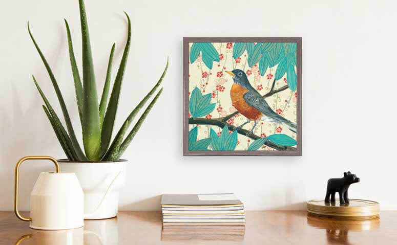 Robin on Branch Mini Canvas