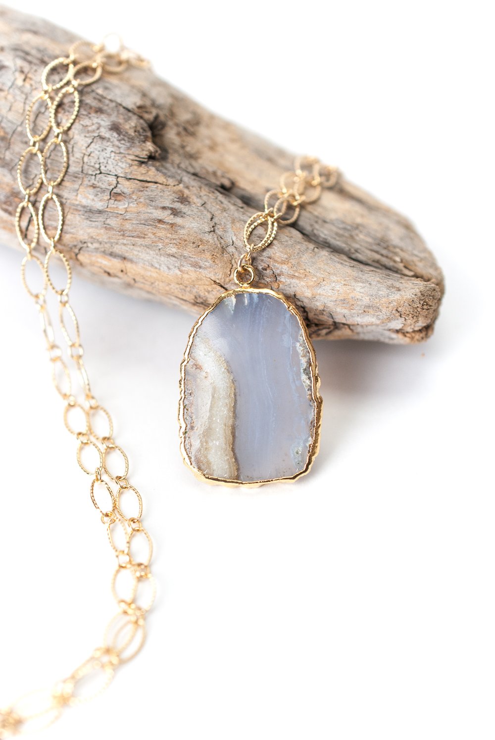 Blue Lace Slice Pendant