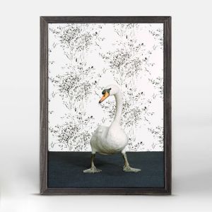 Swan On Black &amp; White Mini Canvas