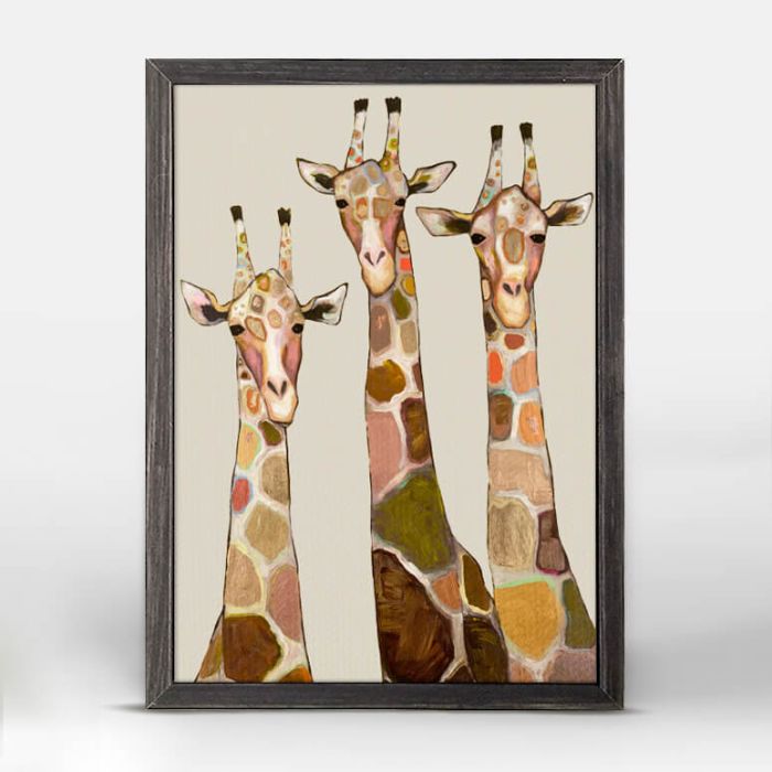 Three Giraffes on Cream Mini Canvas