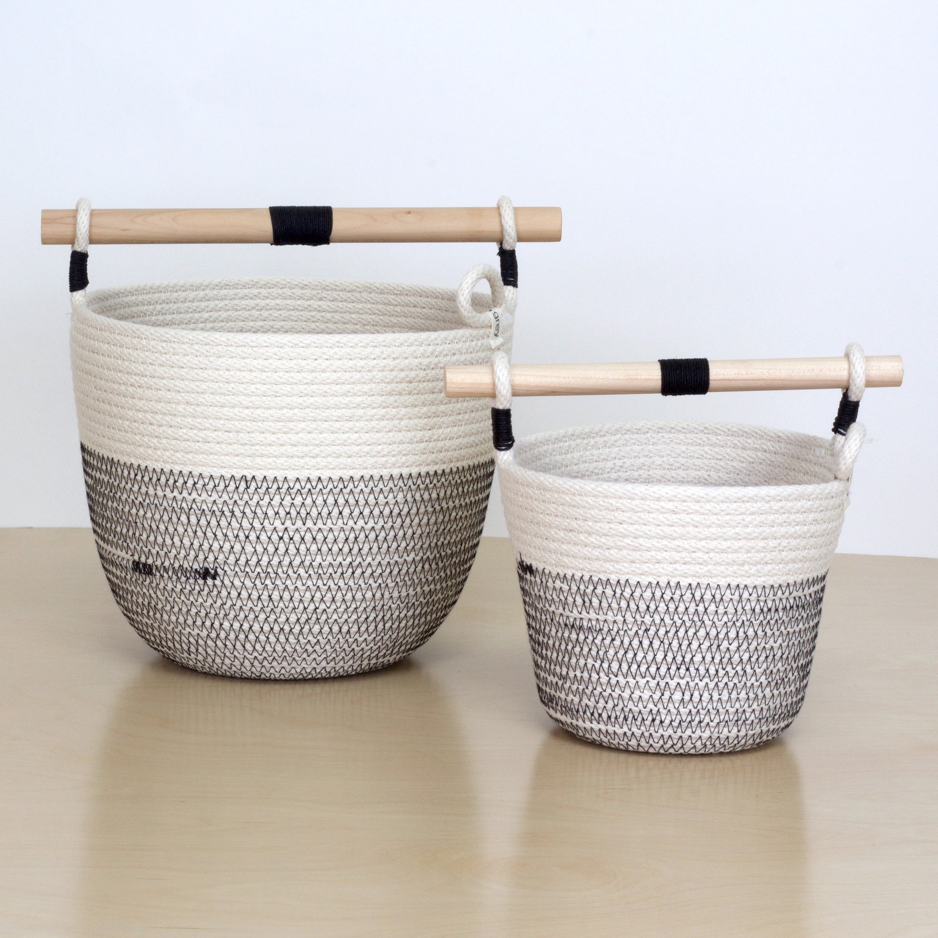 Woven Basket With Wooden Handle