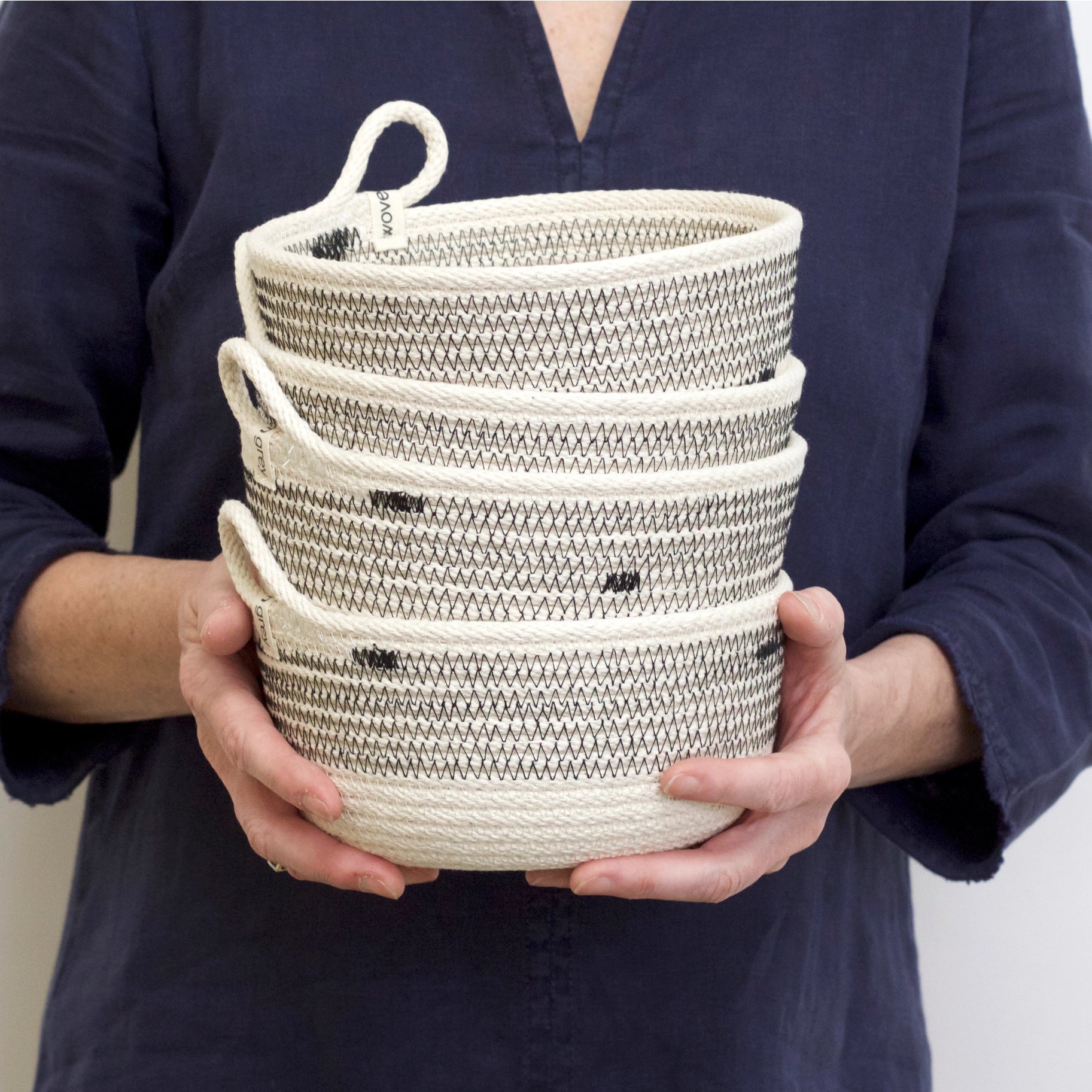 Small Striped Woven Bowl